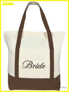 Canvas Tote Bag Bride Embroidered Shoulder Bag Large Capacity Zippered Top